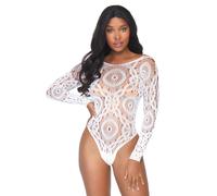Leg Avenue Crochet pizzo manica lunga snap colore bianco