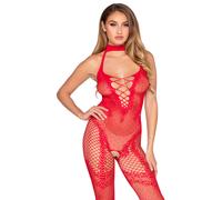 Leg Avenue Crotchless Bodystocking with Heart Detail 89336 Red