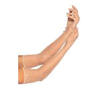 Leg Avenue Guanti lunghi a rete da donna con strass, Nude, taglia unica