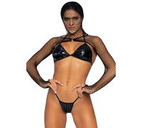 Leg Avenue Bikini Top, G-String and Shrug KI4031 Black