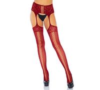 Leg Avenue Lace up Collant, Burgundy, One Size Donna
