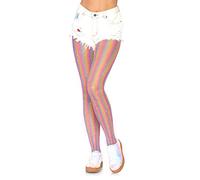 Leg Avenue Lurex Rainbow Fishnet Tights, Rosa, Taglia Unica