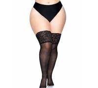 Leg avenue medias negras autoadhesivas con encaje ancho plus size
