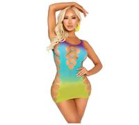Leg Avenue - Mini Abito Blu Seamless Ombre Faux Lace-Up