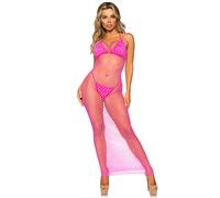 Leg Avenue Net Backless Maxi Dress 86963 Neon Pink
