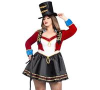 Leg Avenue Ringmaster classico, 2 pezzi, include abito in raso con paillettes e frac ricamato e cappello a cilindro, multicolore, 1X-2X