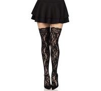 Leg Avenue Rose Lace Thigh High Nylon Stocking with Lace Top