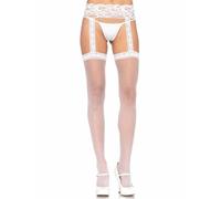 Leg Avenue Sheer Thigh Highs, Bianco, Taglia Unica