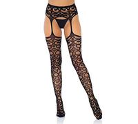 Leg Avenue Strapsstrümpfe-178022001 Collant, Nero, One Size Donna