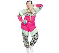 Leg Avenue Tuta Totally anni '80, 2 pezzi, include tuta con cerniera e fascia, multicolore, 3X-4X