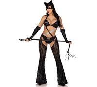 Leg Avenue Women 3 Pc Mistress Kitty Halloween Costume With Catsuit
