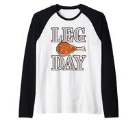 Leg Day, Funny Pilgrim Turkey Thanksgiving Costume Tee Maglia con Maniche Raglan