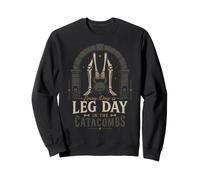 Leg Day Gym Skeleton Weightlifting Catacombe Scure Felpa