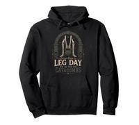 Leg Day Gym Skeleton Weightlifting Catacombe Scure Felpa con Cappuccio