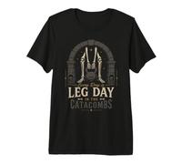 Leg Day Gym Skeleton Weightlifting Catacombe Scure Maglietta Premium