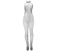 Tuta a rete con apertura intima bodystocking fishnet halter black