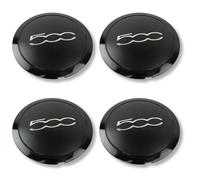 Lega Calotta Centrale Ruota Hub Set Di 4 Per Fiat 500 07- Nero Cromo 133mm