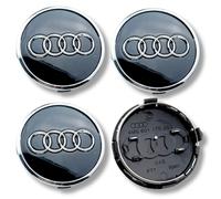 Lega Calotta Centrale Ruota Mozzo x4 Per Audi Nero Argento 61mm 4M0601170