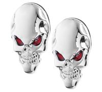 Lega di Zinco Adesivo Teschio Demone 2 Pezzi per Auto e Moto | Decorazione Versatile, Installazione Facile, Finitura Curata, Colore Argento, per Stagione di Halloween