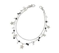 Lega Ferro Catena Vita Accessorio Perle Strass Portachiavi Per Denims Perle Imitazione Catena Vita, Misura unica, come descritto, come descritto