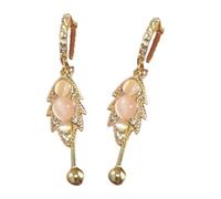 Lega Foglia A Forma Di Orecchio Polsino Con Genuino Gatti Occhio di Pietra Per Le Donne Elegante Leggero Gioielli Accessori Marrone Occhio