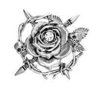Lega Skull Rose Spilla Natura Corsage Pin Pianta Unica Per Chi Ama La Lega Di Accessori Unici E Appariscenti, One Size, Come descritto