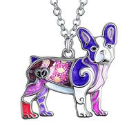 Lega Smalto Francese Bulldog Collana Cane Cucciolo Pendente Gioielli di Modo Charms Regali per Donne Ragazze (Viola)