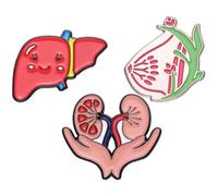 Lega, Spilla Decorativa a Forma di Organi Stile Creativo, 3 Pezzi | Disegno a Cuore e Polmoni, Effetto Distintivo e Delicato, per Zaini e Borse, Look Personale