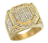 Lega squisita Full Crystal Geometric Octagon Men's Finger-Ring Party Anniversary Male Ring Fashion Jewelry Size7-14