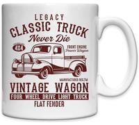 Legacy Classic Truck Vintage Wagon Flat Fender Tazza in ceramica bianca bianca