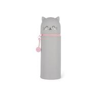 Legami - Astuccio 2 in 1 in morbido Silicone, Kawaii, Portapenne da Tavolo, Chiusura con Cerniera, Ø 6,3 cm, Tema Kitty
