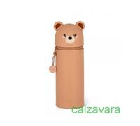 Legami - Kawaii Astuccio Scuola 2 in 1 in Morbido Silicone, Tema Teddy, Portapenne da Tavolo, Chiusura con Cerniera, Penne Pastelli Pennarelli, H 18.5 cm
