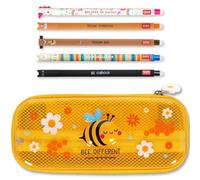 LEGAMI WonderWow - Astuccio e penna cancellabile, set di 5 penne a forma di animale con inchiostro termosensibile + astuccio a 2 scomparti, articoli per il rientro a scuola per ragazze, ragazzi