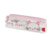 Legami - Astuccio trasparente, con Zip, Porta Penne, Capiente, 19,5x5,5 cm, Tema Kitty