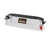 Legami - Astuccio Trasparente, Pencil Case per Matite Penne Evidenziatori, Portapenne Scuola per Bambini Ragazzi e Adulti, Chiusura a Zip, Dimensioni 19,5 x 5,5 x 5,5 cm, Tema Genius