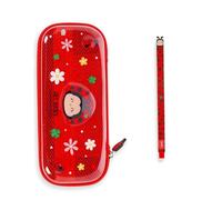 Legami - Astuccio Wonderwow, 2 scomparti e portapenne, scomparto interno in rete, chiusura lampo, 23 x 11 x 5 cm, Colore: rosso, Coccinella con penna gel