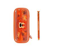 Legami - Astuccio Wonderwow, 2 scomparti e portapenne, scomparto interno in rete, chiusura lampo, 23 x 11 x 5 cm, Colore: arancione., 23 x 5 x 11 cm, Tiger con penna gel