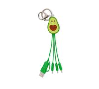 Legami - Avocado Theme Multiple Link Up Charging Cable with Keychain, 4 USB Char