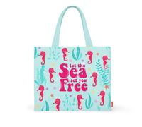 Legami - Borsa da Mare, Borsa Mare Grande, Beach Bag in Materiale Rinforzato, Borsa da Spiaggia con Chiusura Bottone Magnetico, Tote Bag, Sostiene fino a 15 KG, 44 x 61,5 cm, Seahorse