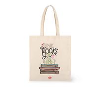 Legami - Borsa di cotone, Taschina interna, con Soffietto, Manico Lungo, Ecologica, 38,5x42 cm, Tema Booklover