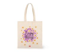 Legami - Borsa di cotone, Taschina interna, con Soffietto, Manico Lungo, Ecologica, 38,5x42 cm, Tema Daisy