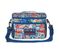 Legami - Borsa termica per il pranzo, tema Travel Stickers, borsa termica per il pranzo, grande capienza 7,7 litri, tracolla regolabile, 28 x 17 x 15 cm