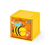 Legami - Box Componibile da Scrivania Cutie Cubes, Tema Bee, Organiser da Scrivania, Portaoggetti, Foglio di Adesivi incluso, Impilabile, Multifunzionale, in ABS, 90 x 90 x 100 cm