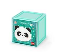 Legami - Box Componibile da Scrivania Cutie Cubes, Tema Panda, Organiser da Scrivania, Portaoggetti, Foglio di Adesivi incluso, Impilabile, Multifunzionale, in ABS, 90 x 90 x 100 cm