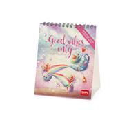 Legami - Calendario da Tavolo 2026, Good Vibes Only, Calendario da Scrivania, 12 Mesi e Planner Annuale, in 6 Lingue, Segni zodiacali, Festività internazionali, 12 x 14.5 cm