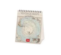 Legami - Calendario da Tavolo 2026, Vintage Maps, Calendario da Scrivania, 12 Mesi e Planner Annuale, in 6 Lingue, Segni zodiacali, Festività internazionali, 12 x 14.5 cm