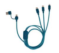 Legami - Cavo 3 in 1 di Ricarica e Sincronizzazione Three Hugs, Tema Cactus, 5 Connettori, con Adattatore Tipo-C-USB, Ricarica Veloce Fino a 60 W/3A, Lunghezza 120 cm