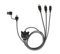 Legami - Cavo 3 in 1 di Ricarica e Sincronizzazione Three Hugs, Tema Kitty, 5 Connettori, con Adattatore Tipo-C-USB, Ricarica Veloce Fino a 60 W/3A, Lunghezza 120 cm