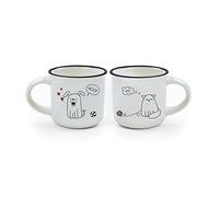 Legami - Espresso For Two, 2 Tazzine da Caffè in Porcellana New Bone China, Capacità 50 ml, Tema Dog and Cat, Lavabili in Lavastoviglie, Utilizzabili nel microonde (MM0009)