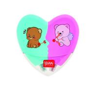 Legami - Evidenziatori 2 in 1 - Forma di Cuore, Edizione Limitata San Valentino, Marcatori per Sottolineare ed Evidenziare, Rosa e Azzurro, Asciugatura Rapida